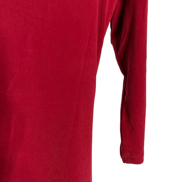 Catherine Malandrino Red Midi Dress Boat Neck Modest Draped Faux Wrap Large L - Picture 12 of 15